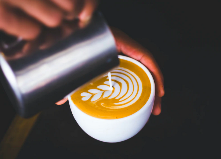 Coffee with foam cream ripples